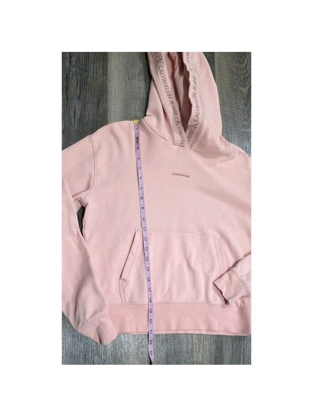 Calvin Klein Women's Pink Sweet Capuche Femme Crop Hoodie Medium Logo Sweatshirt - Picture 10 of 10